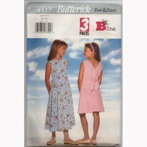 Butterick 4417 Vintage Sewing Pattern Girls Dresses NEW UNCUT